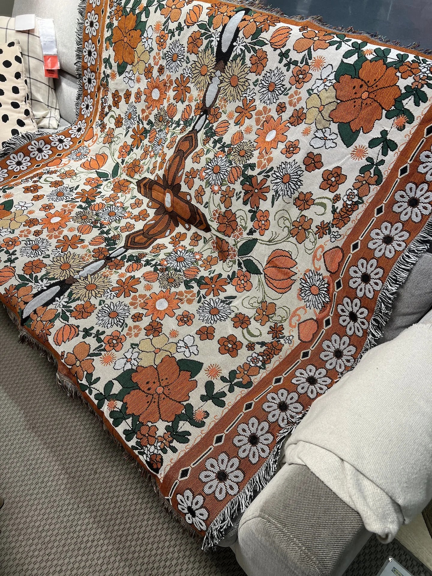 Europe Style Sofa Throw Blanket Cotton Knitted Blanket with Tassel Floral Bohemian Design Sofa Cover Bed Blanket Camping Rug
