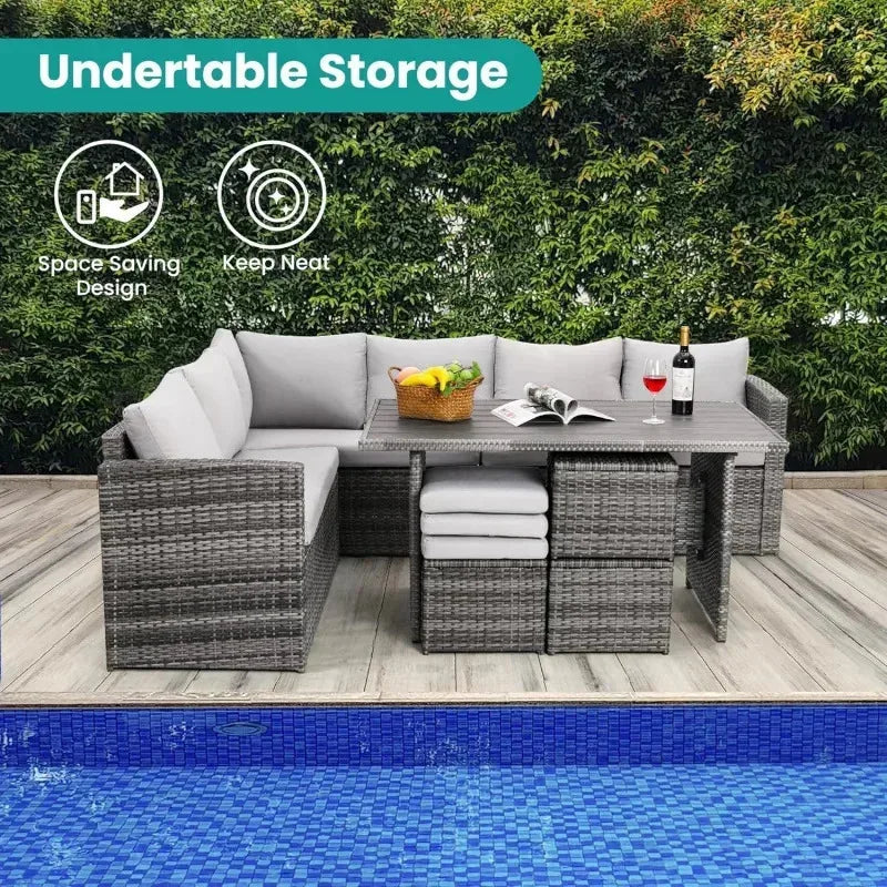 YUJINGXI 7 Piece Outdoor Patio Furniture Set Wicker