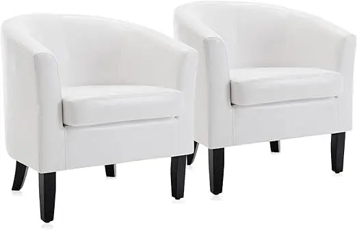 Linen Round Accent Barrel Chairs Set of Two