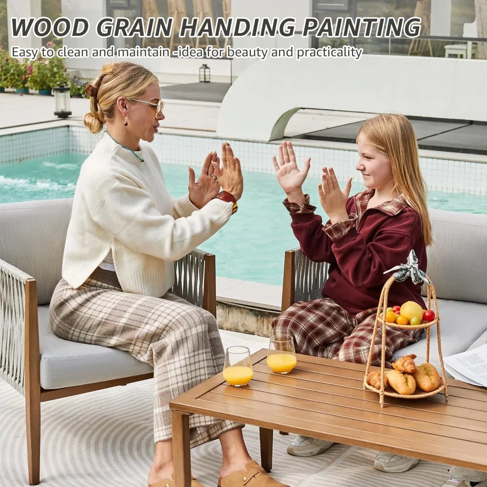 HUANZHUANG Outdoor Patio Deep Seating Set With Rope