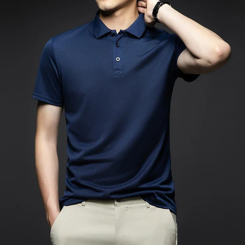 Men's Breathable Short Sleeved Polo Shirt for Summer Style