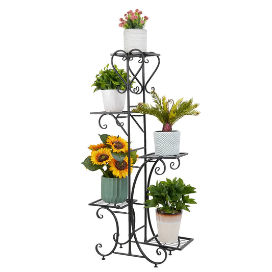 Wisfor Metal Plant Stand Rack 5 Tier Garden Pots Display