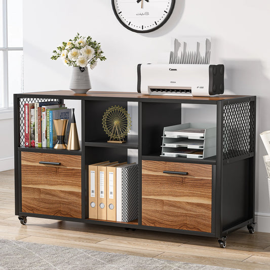 Tribesigns 2 Drawer Wood File Cabinet With Wheels Casters