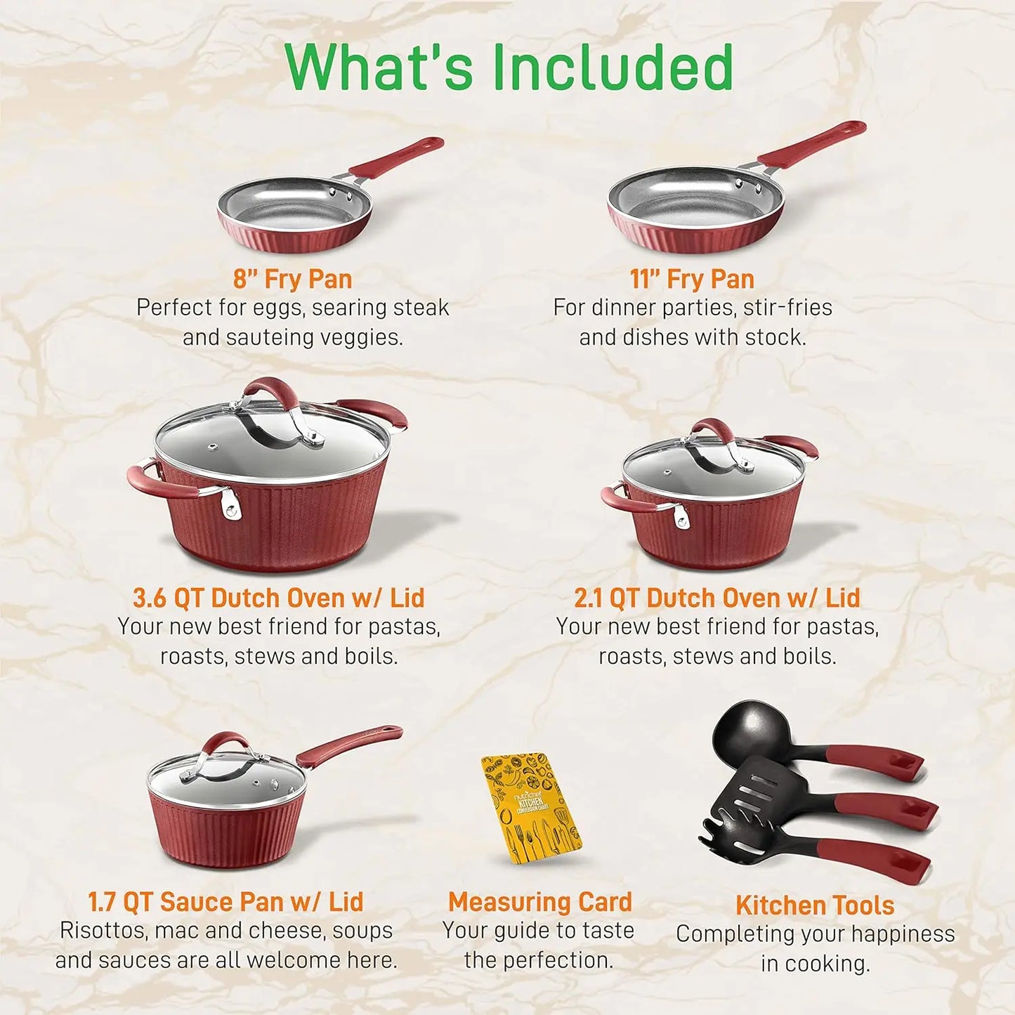 Elegant Non-Stick Kitchenware Pots And Pans Cookware Set