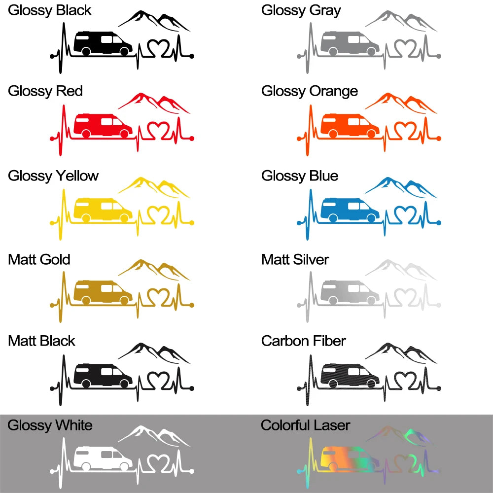 Various Sizes Camper Van Vinyl Decal Mountain Style Sticker Waterproof Auto Decoration for Car Body Bumper Rear Window Laptop