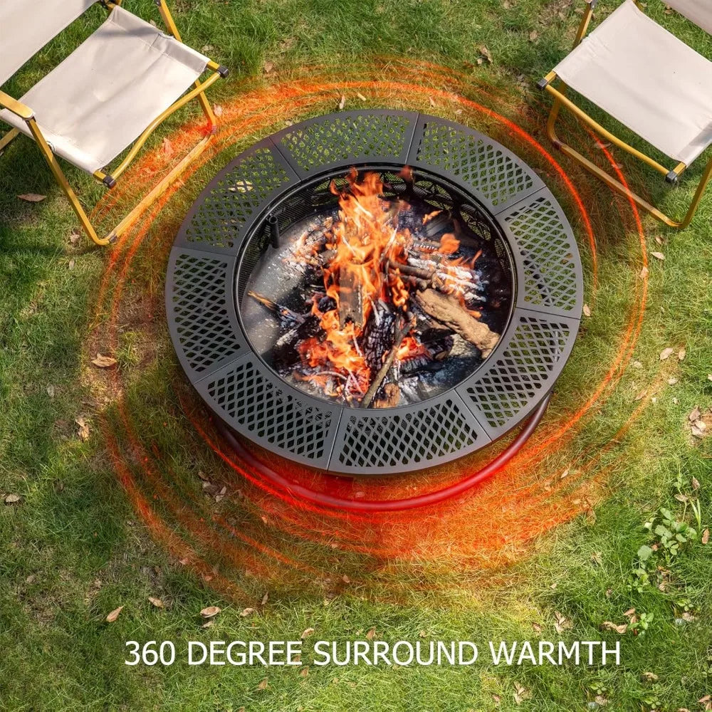 3-in-1 Outdoor Fire Pit With Cooking Grill For Backyard Fun