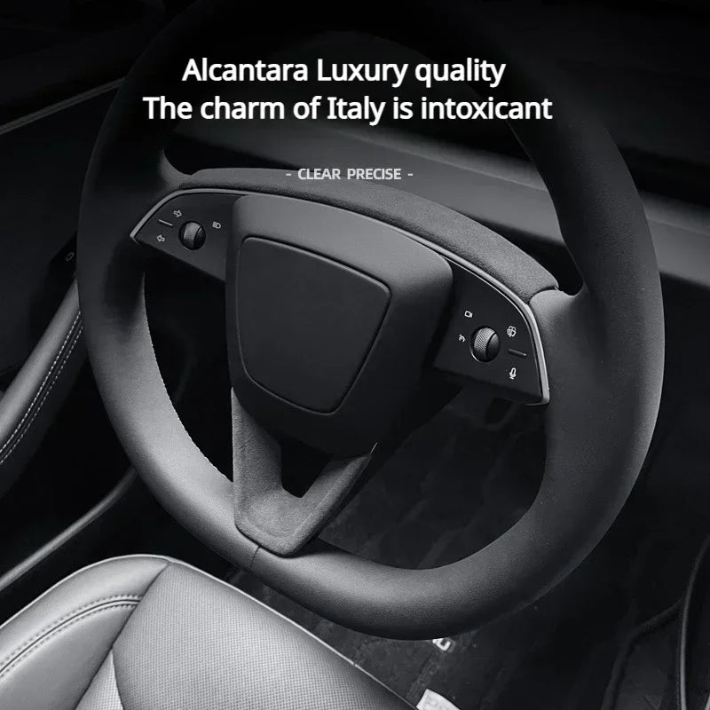 Alcantara Suede Steering Wheel Cover For Tesla Model 3