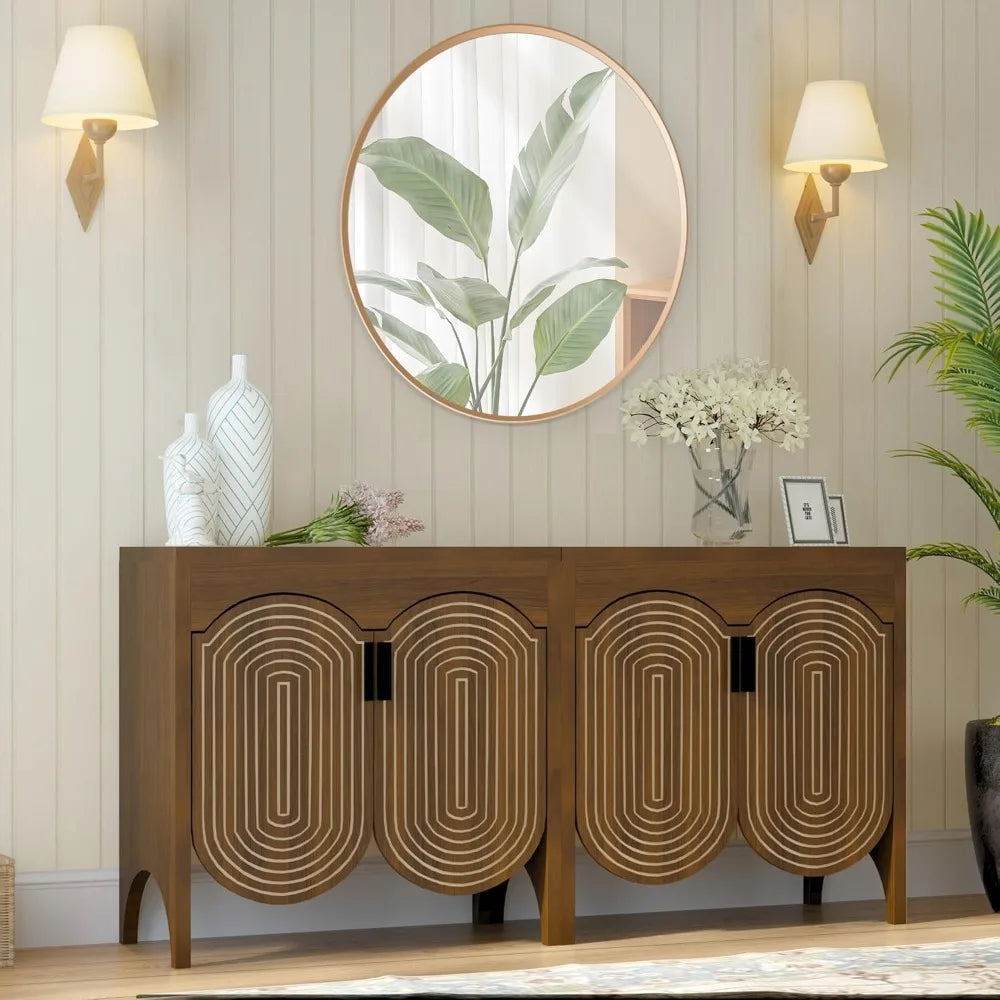 General Use Fluted Sideboard Cabinet With Adjustable Shelves