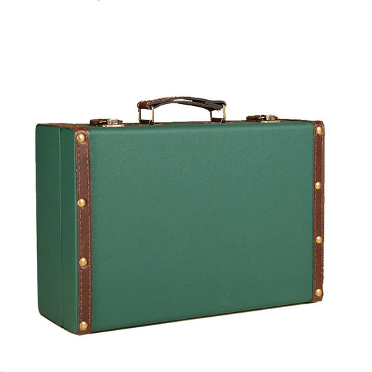 Retro Suitcase Desktop Sundries Document Storage Box Jewelry Treasure Box Wooden Photography Decoration Storage Box