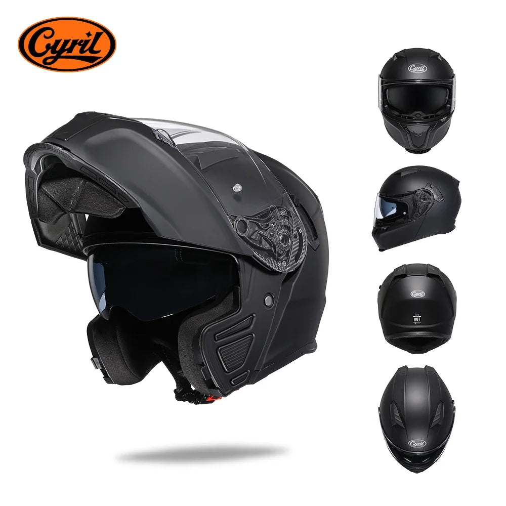 CYRIL Dual Visor Modular Motorcycle Helmet DOT Approved