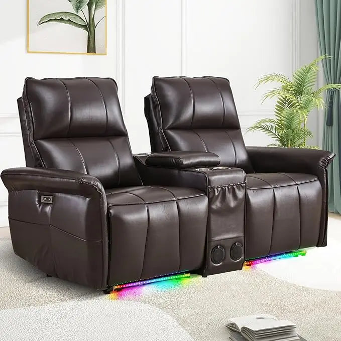 Electric Power Reclining Loveseat Sofa with Cup Holders