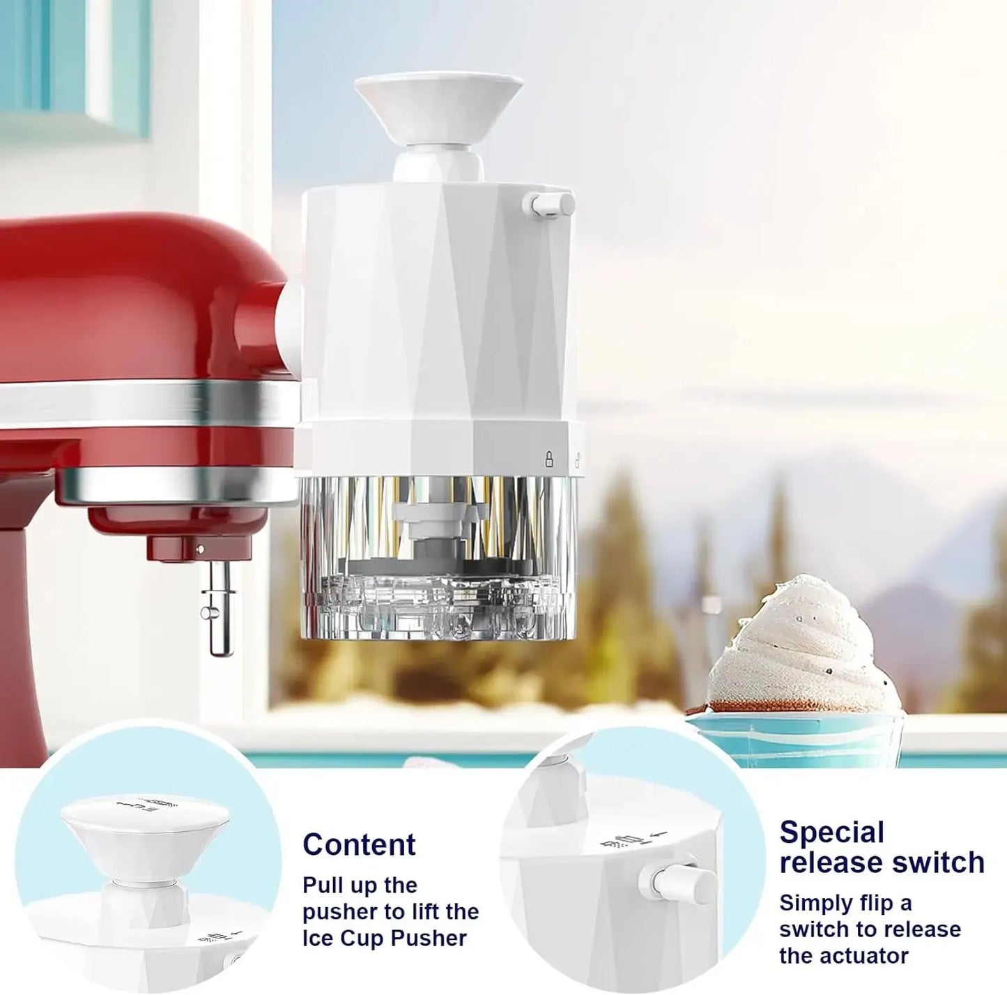 Shaved Ice Attachment for KitchenAid Stand Mixer and Snow Cones