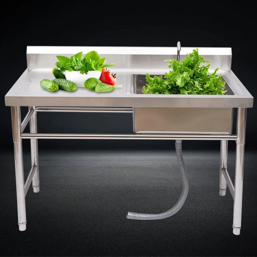 Stainless Steel Utility Sink Freestanding Kitchen Workbench