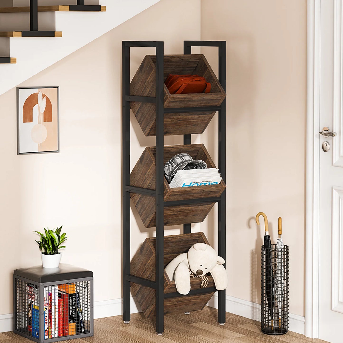 Tribesigns Freestanding Wood Wine Rack 3 Tier Display Shelf