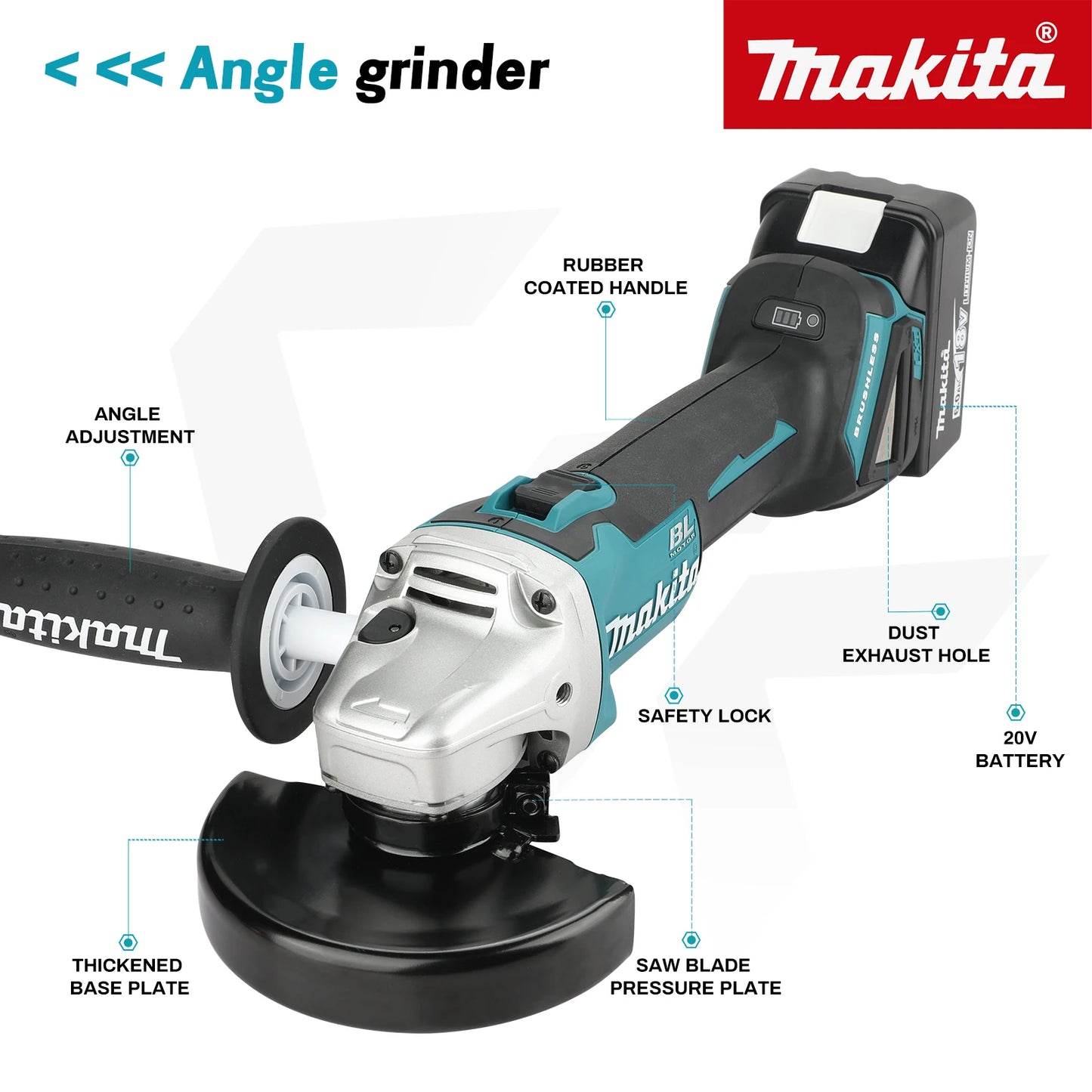 Makita DGA404 18V Brushless Cordless Angle Grinder Pro
