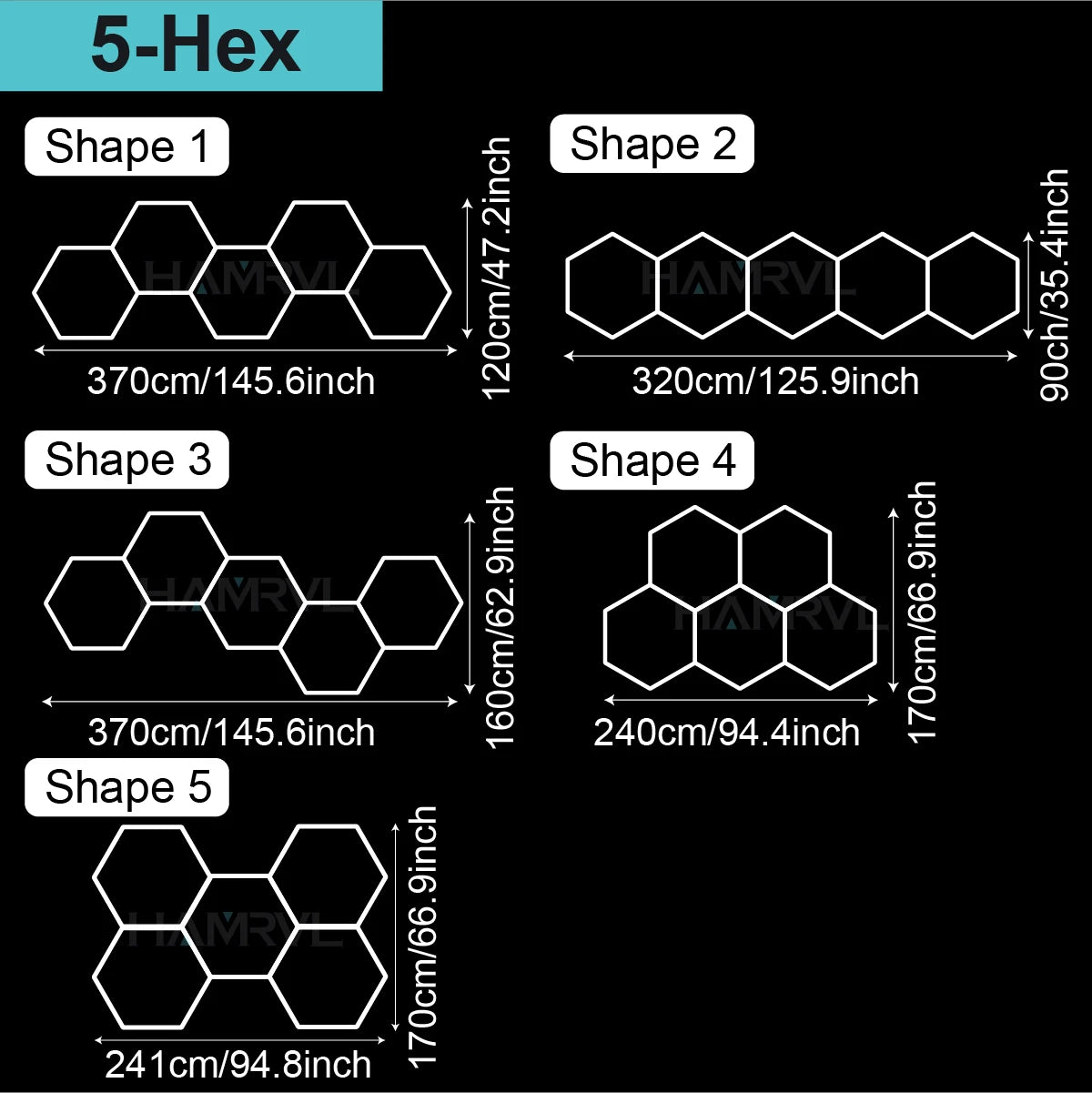 Garage Lights Hexagon Lamp 110-240V LED Tube Honeycomb Ceiling Lighting for Workshop Car Showroom Auto Body Repair Gym