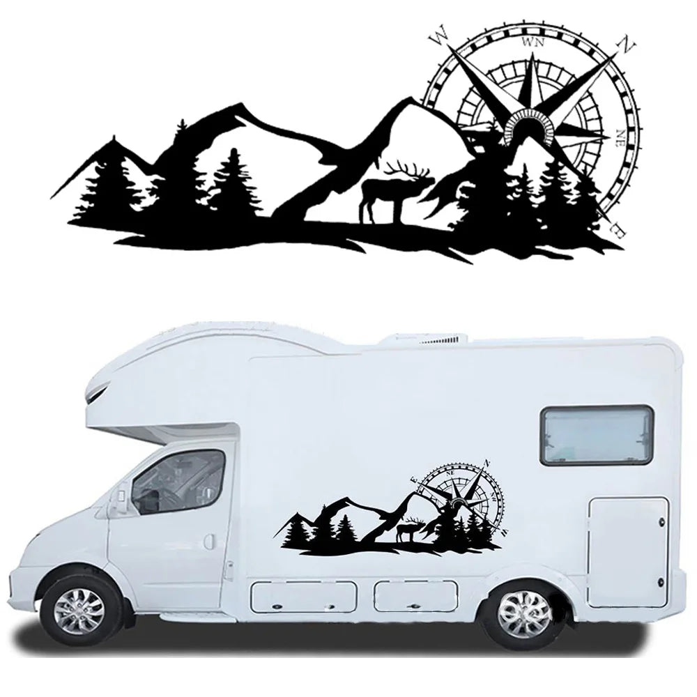 Forest Mountain Graphics Car Stickers for Motorhome Horsebox Caravan RV Camper Van Body Decor Vinyl Decals Accessories