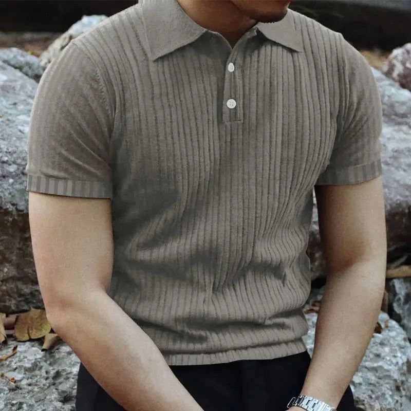 Men's Casual Knit Polo Shirt for Summer Style