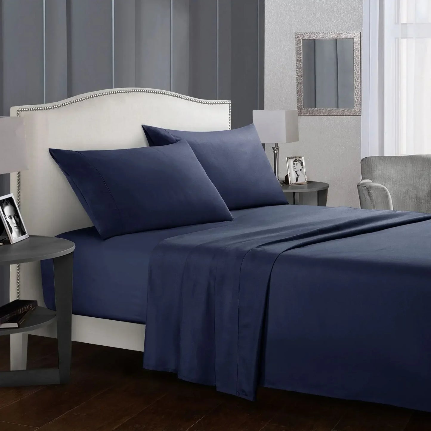 Solid Color Soft Brushed Bedding Set with Pillowcases