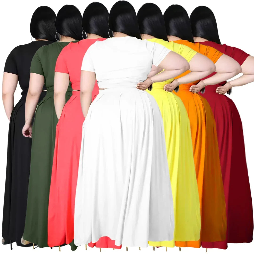 Stylish Plus Size Women's Two-Piece Skirt and Top Set