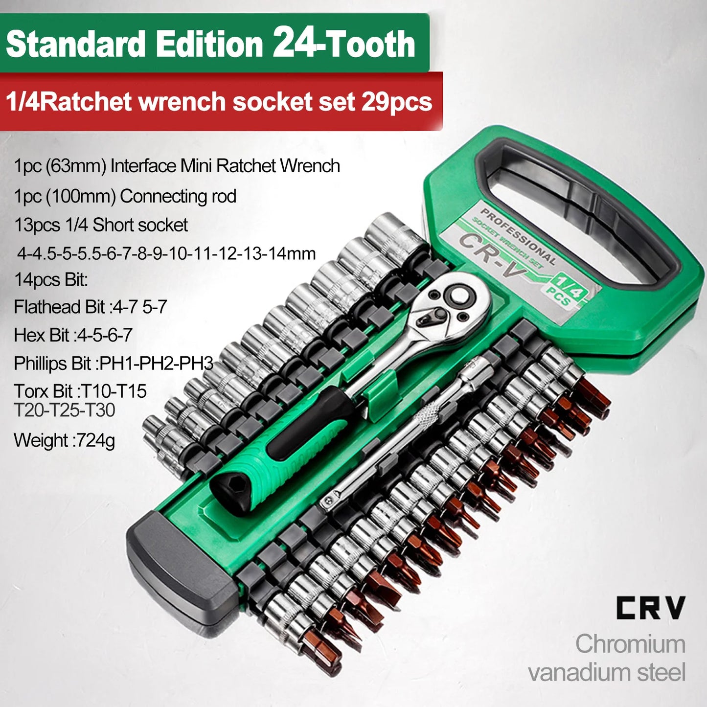 Ratchet Socket Wrench Set With Quick Release Reversible Handle