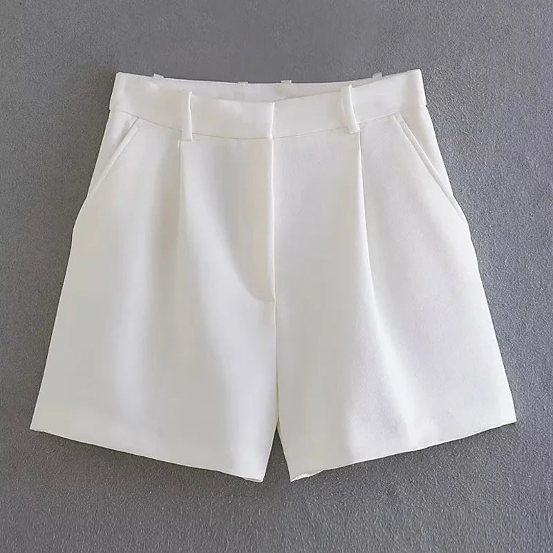 TRAF Women High Waist Casual Pleated Shorts
