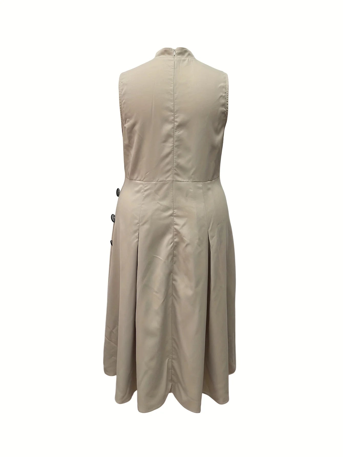 Sleeveless Pleated Dress for Casual Office Elegance