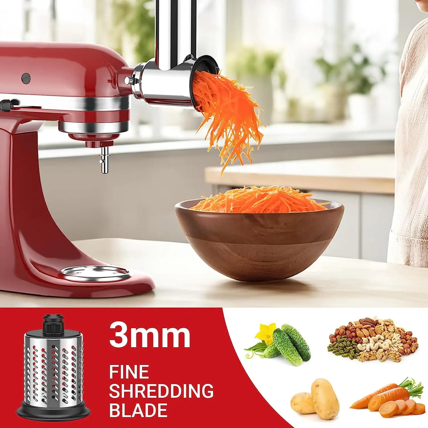 COFUN Slicer Shredder Attachment for KitchenAid Mixers