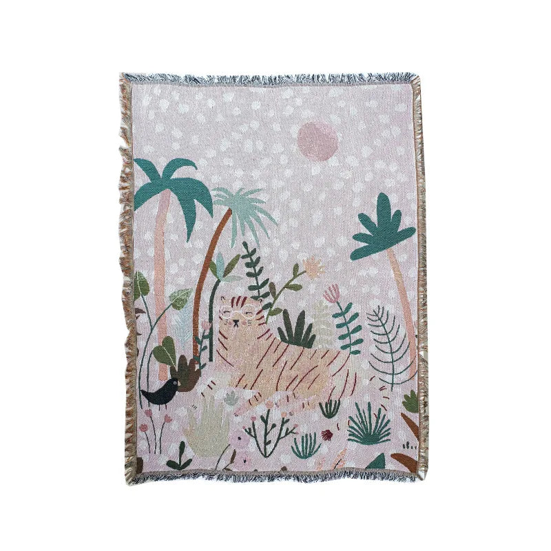 Textile City Pink Glasses Tiger Throw Blanket Nordic Sofa Towel Home Decor Tapestry Bedspread Cartoon Picnic Mat 125x150cm