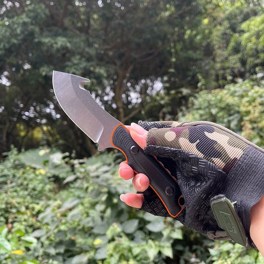Outdoor Fixed Knife with Leather Sheath for Camping and Hiking