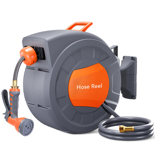 Retractable Garden Hose Reel With Automatic Rewind System