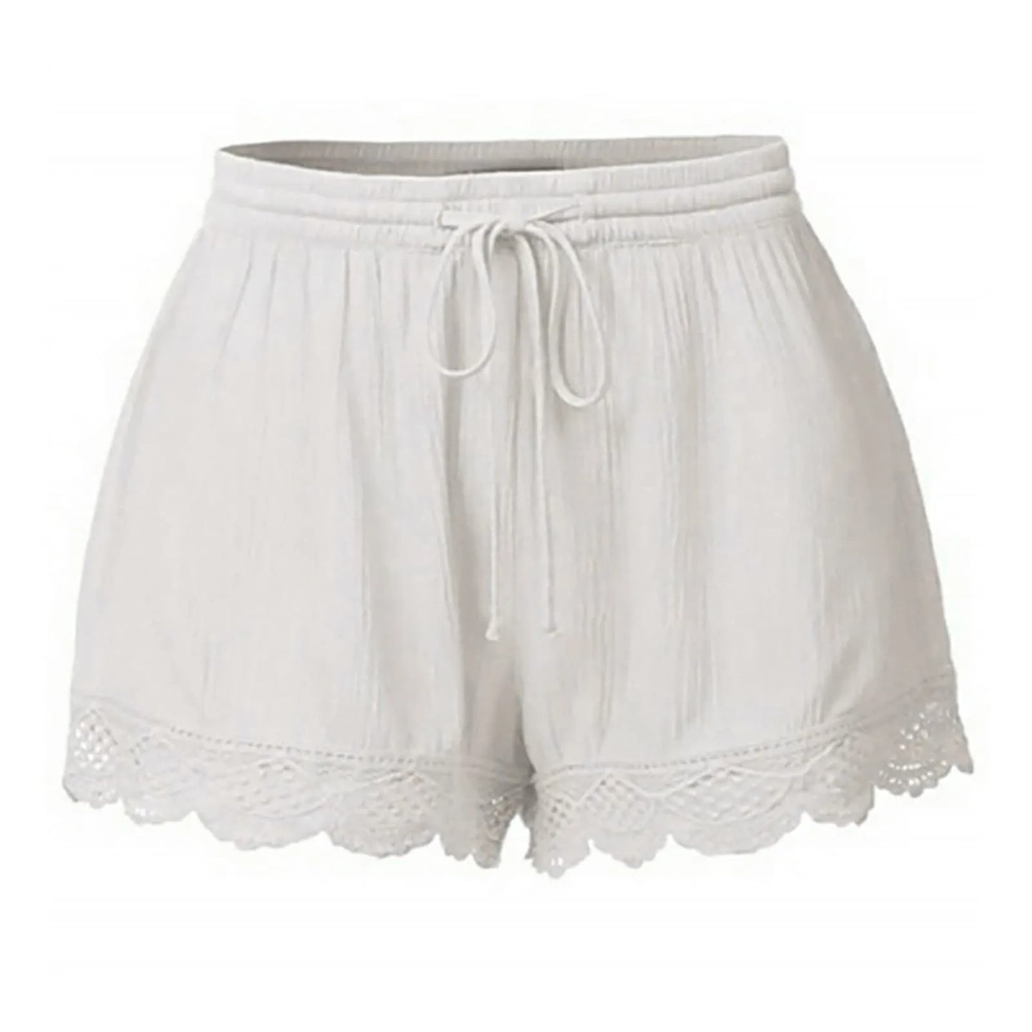 Ruffle Hem Casual Shorts for Women with Drawstring Closure
