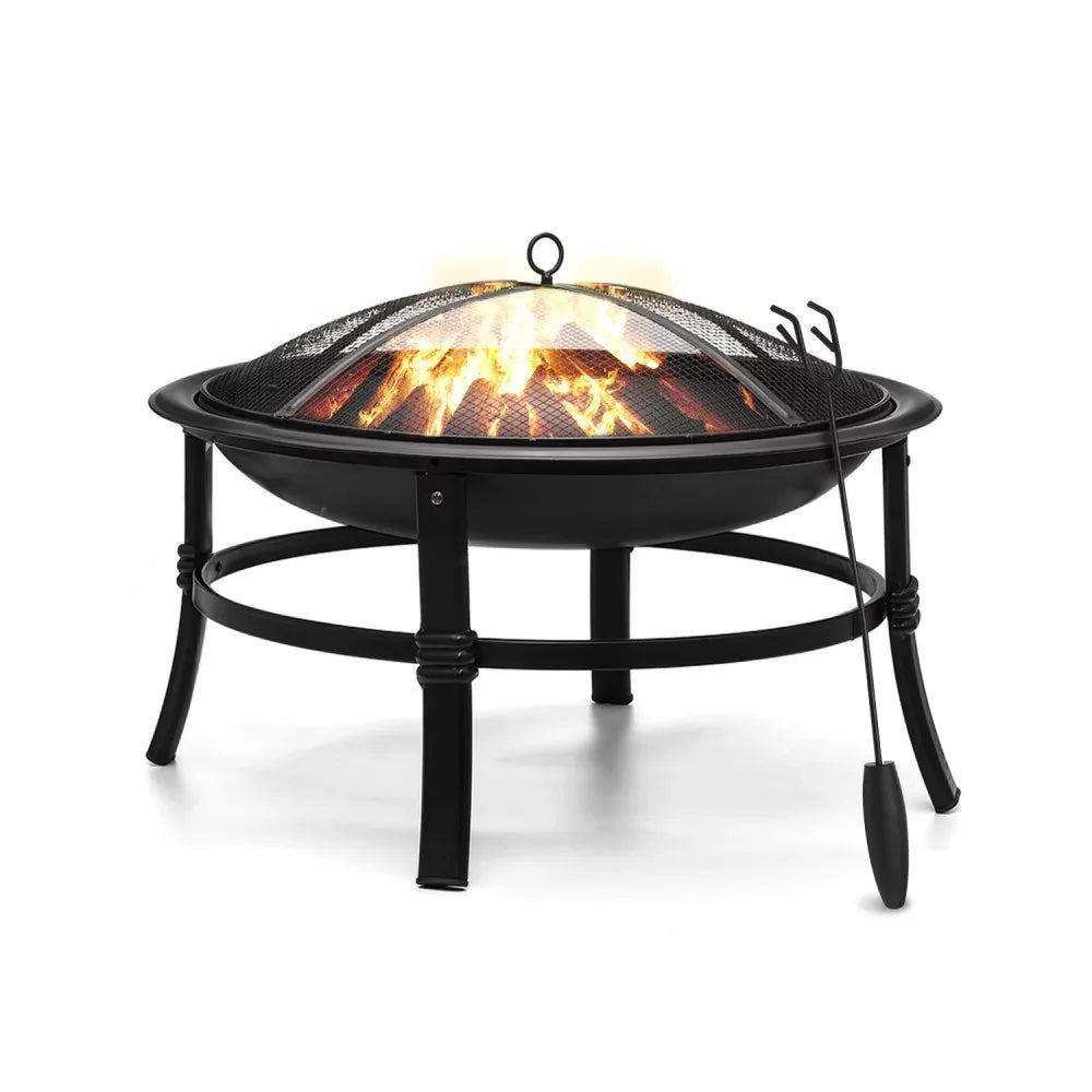 Portable BBQ Grill with Fire Poker and Mesh Cover