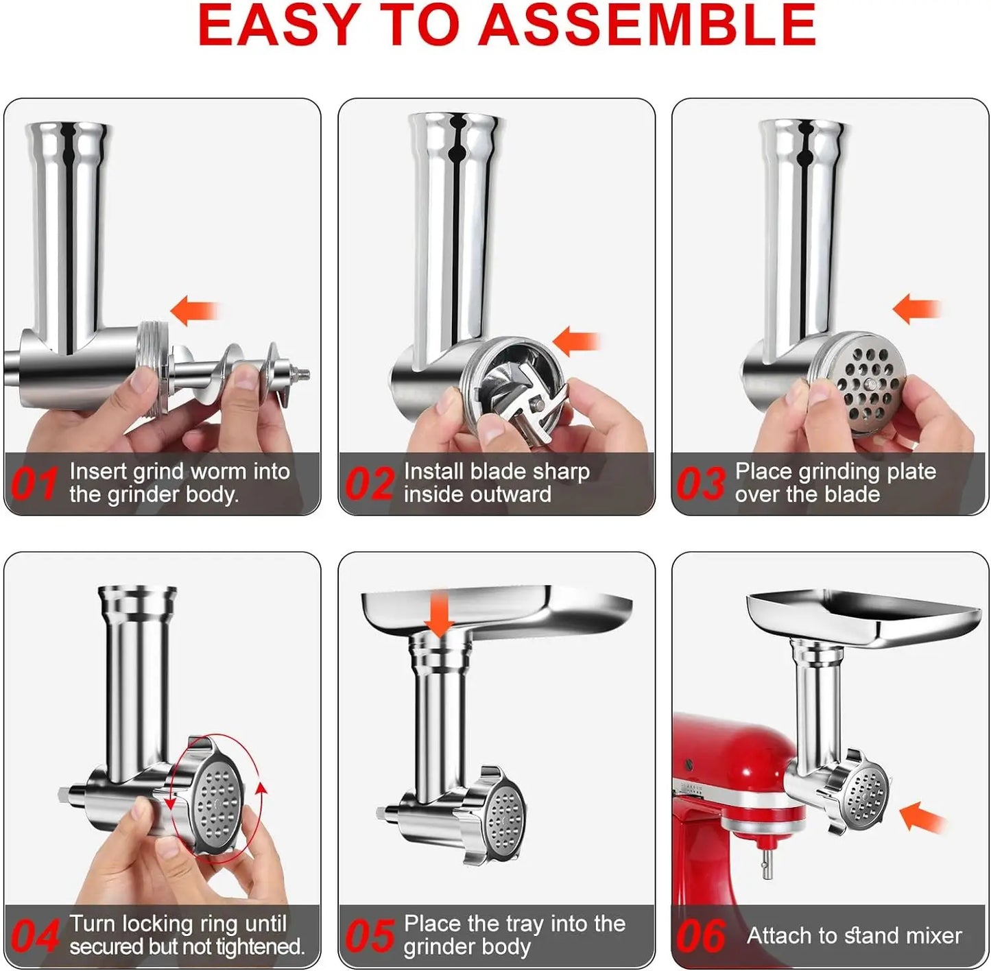 Metal Food Grinder Attachments for KitchenAid and Cuisinart Mixers