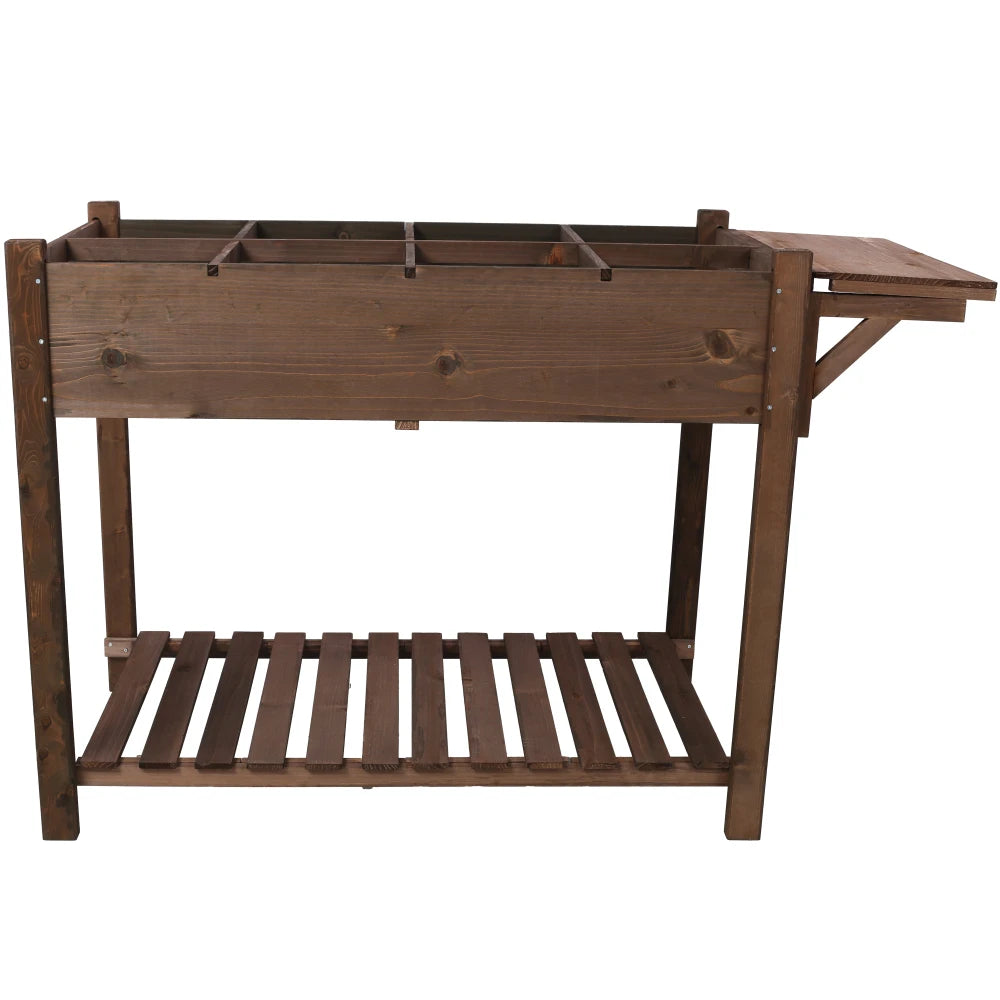 Hign-concerned Raised Garden Bed Wood Planter Stand Shelf