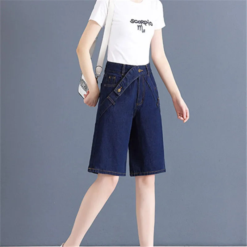 High Waist Wide Leg Denim Pants for Women's Vintage Style