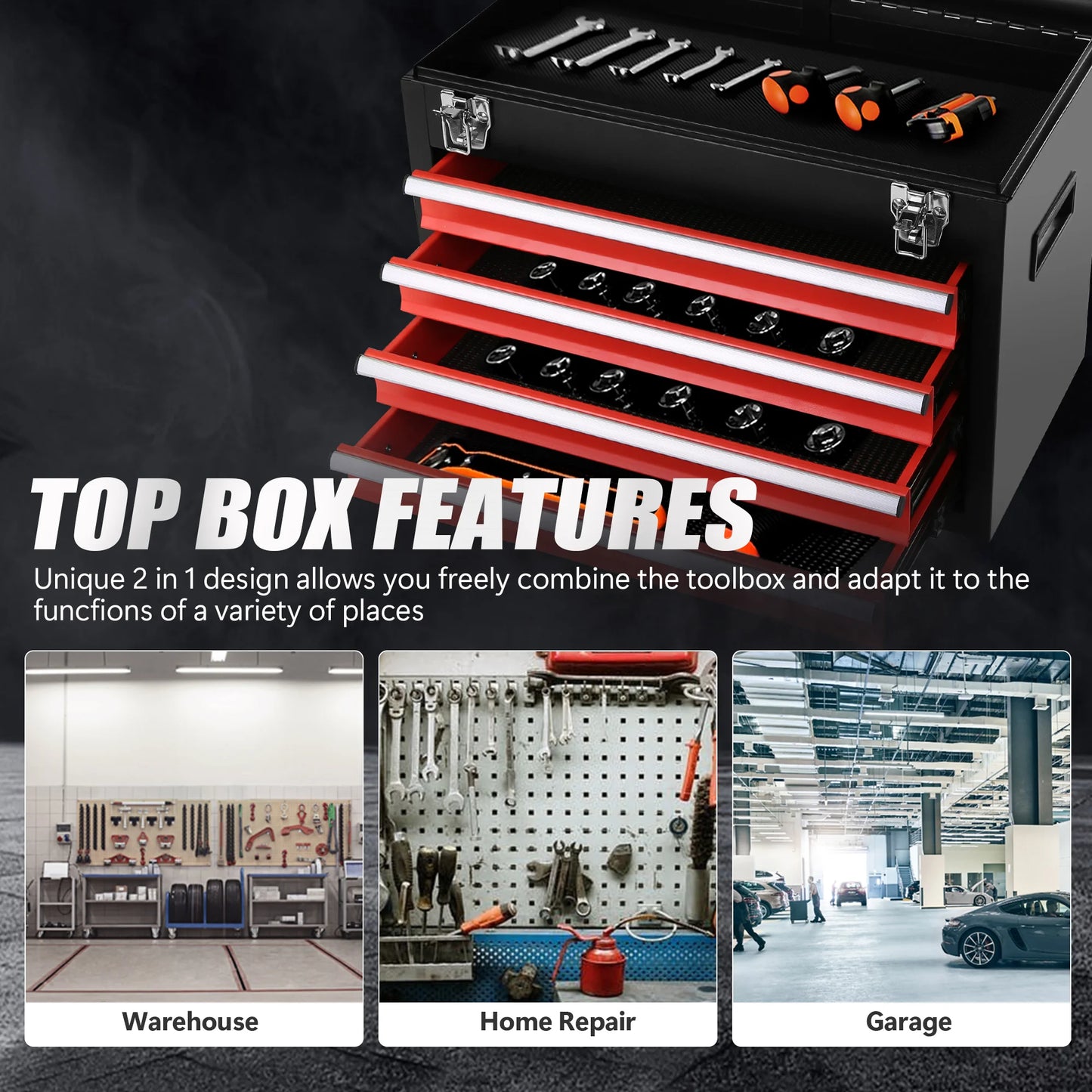 5-Drawer Rolling Tool Storage Cabinet With Locking Mechanism