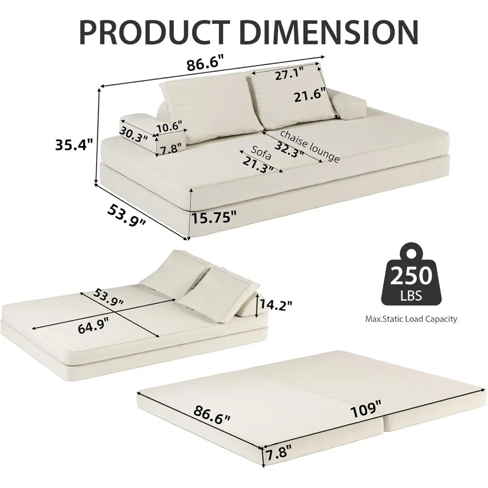 HUANZHUANG 3 In 1 Convertible Sofa Bed For Living Room