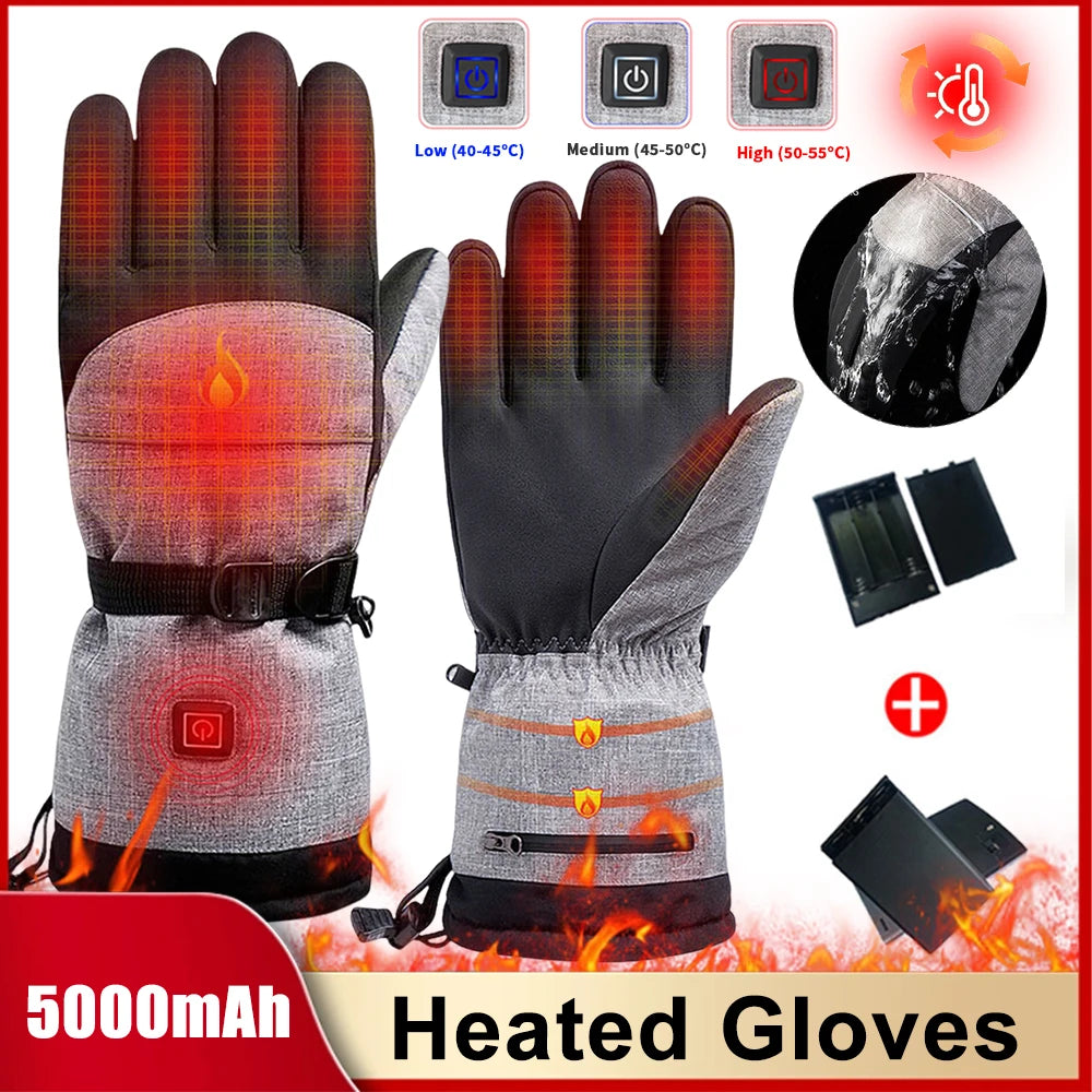 HOSPORTCN Winter Electric Heated Gloves USB Charging Waterproof