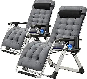 Zero Gravity Outdoor Lounge Chair Pair With Cushions