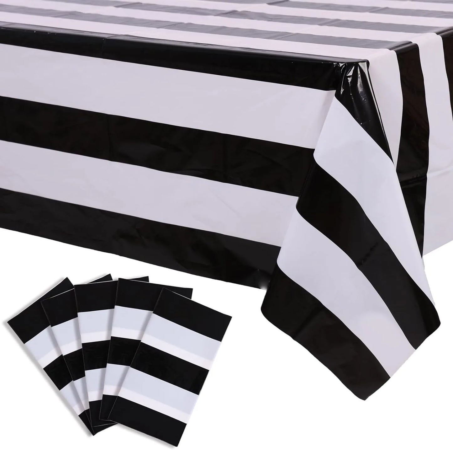 Waterproof Red and White Striped Tablecloth for Parties