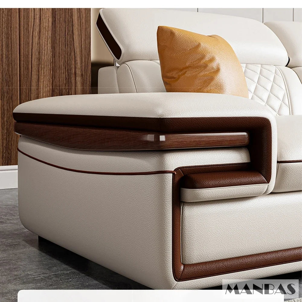 MINGDIBAOCN Italian Leather Sofa Set With Bluetooth USB