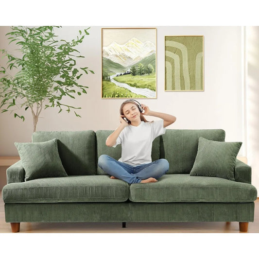 Corduroy Modern Sofa For Living Room Three Seat Comfort