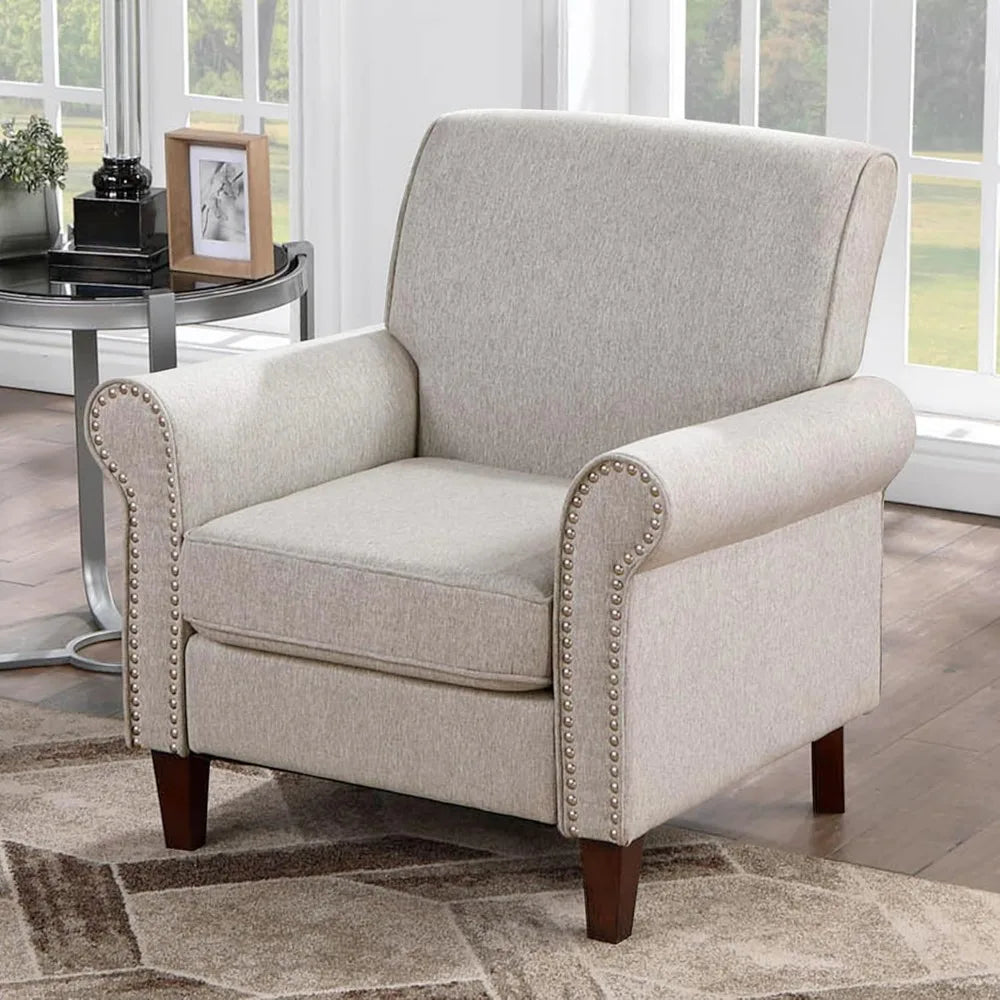 Comfy Upholstered Living Room Chair with Rolled Armrest
