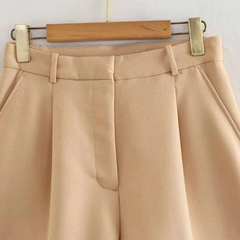 TRAF Women High Waist Casual Pleated Shorts