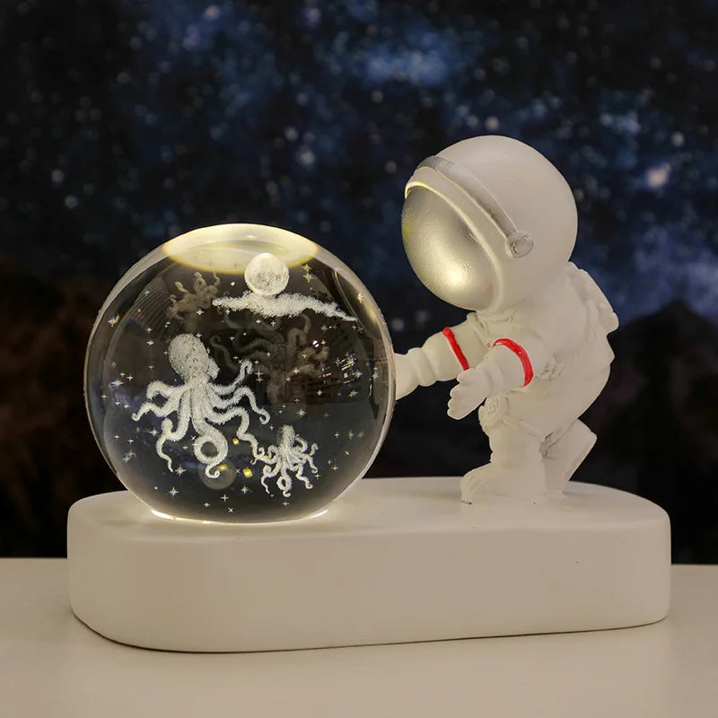 Creative 3D Astronaut Crystal Ball Night Light for Kids