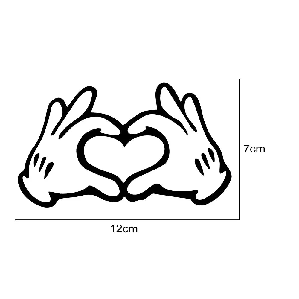 12x7cm Hand Heart Car Sticker Window Glass Body Bumper Decorative Love Gesture Vinyl Film Decor Decal Auto Tuning Accessory