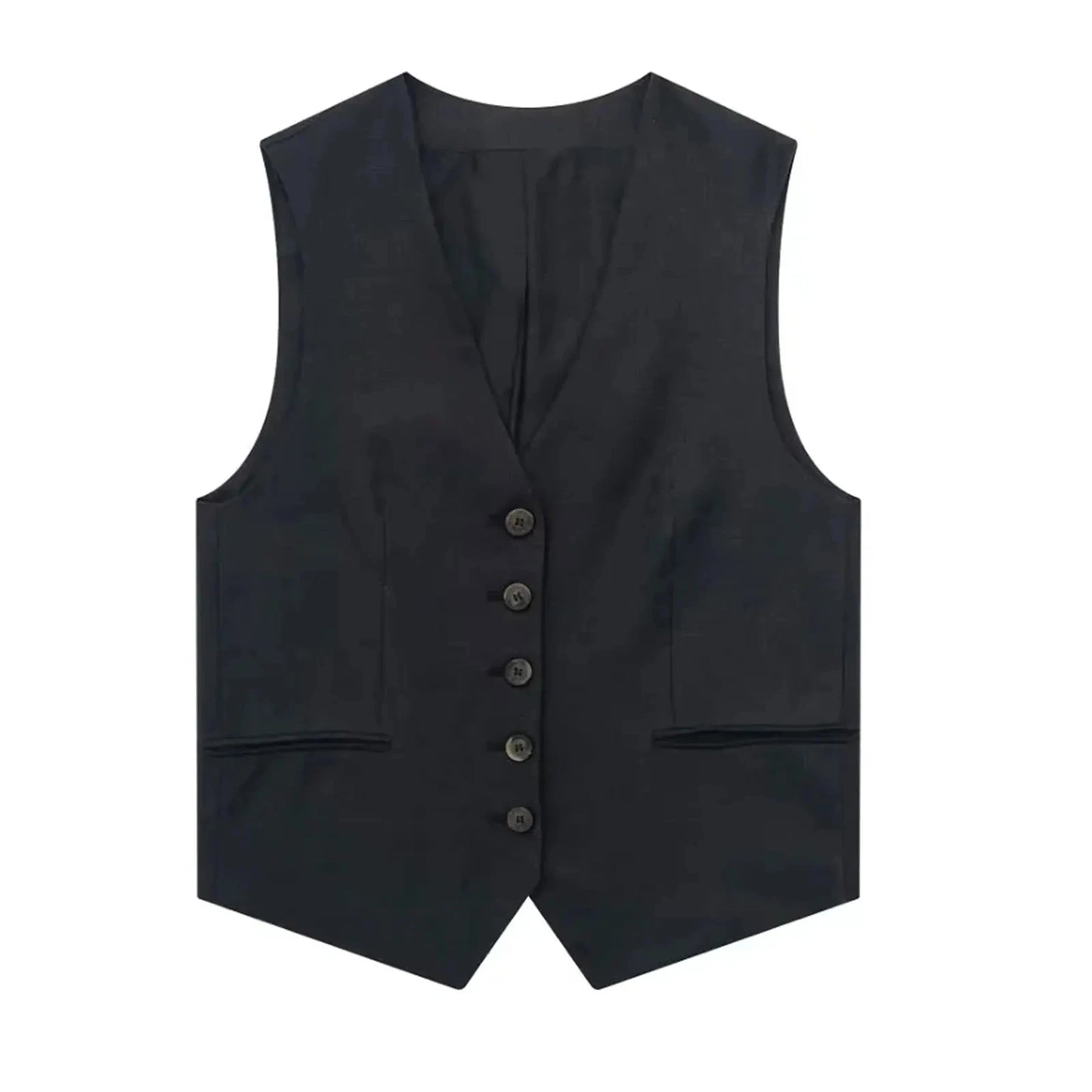 TRAFZA Women Casual Vintage Pant Suit Vest Shorts Set