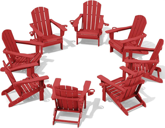 XMSJ Adirondack Chairs With Cup Holders HDPE Outdoor