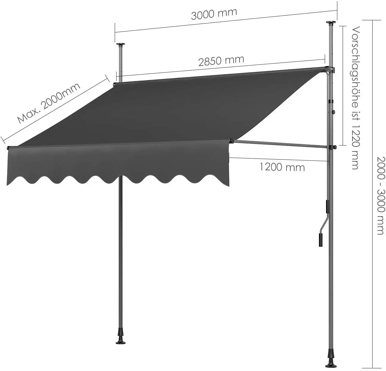 Retractable Outdoor Patio Awning Sunshade Canopy for Backyard